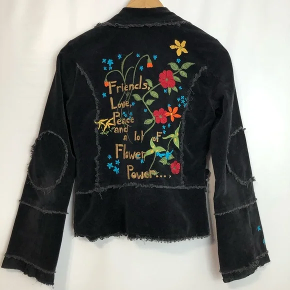 LaClasseCouture black corduroy embroidered blazerM - Picture 2 of 16